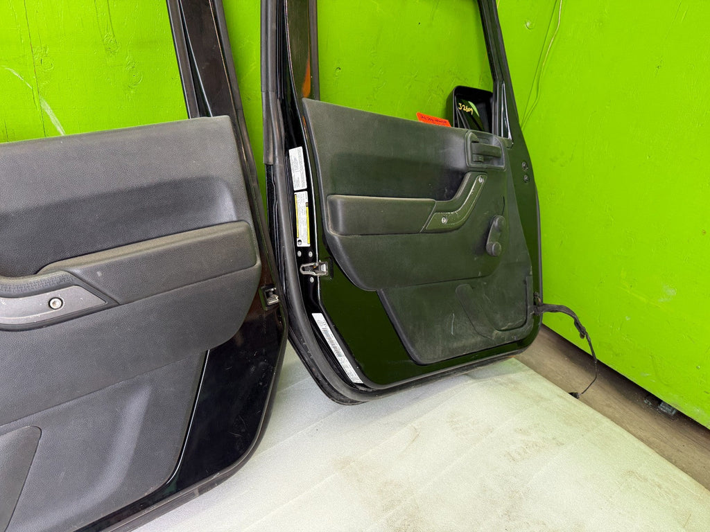 07-18 JEEP WRANGLER JK OEM FULL HARD DOORS BLACK WITH DOOR PANELS MIRROR PX8