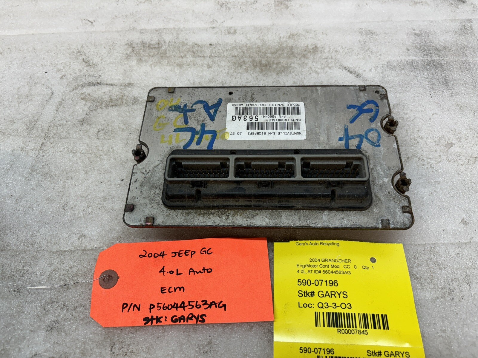 04 JEEP GRAND CHEROKEE 4.0 AUTOMATIC ENGINE COMPUTER ECM ECU P56044563AG
