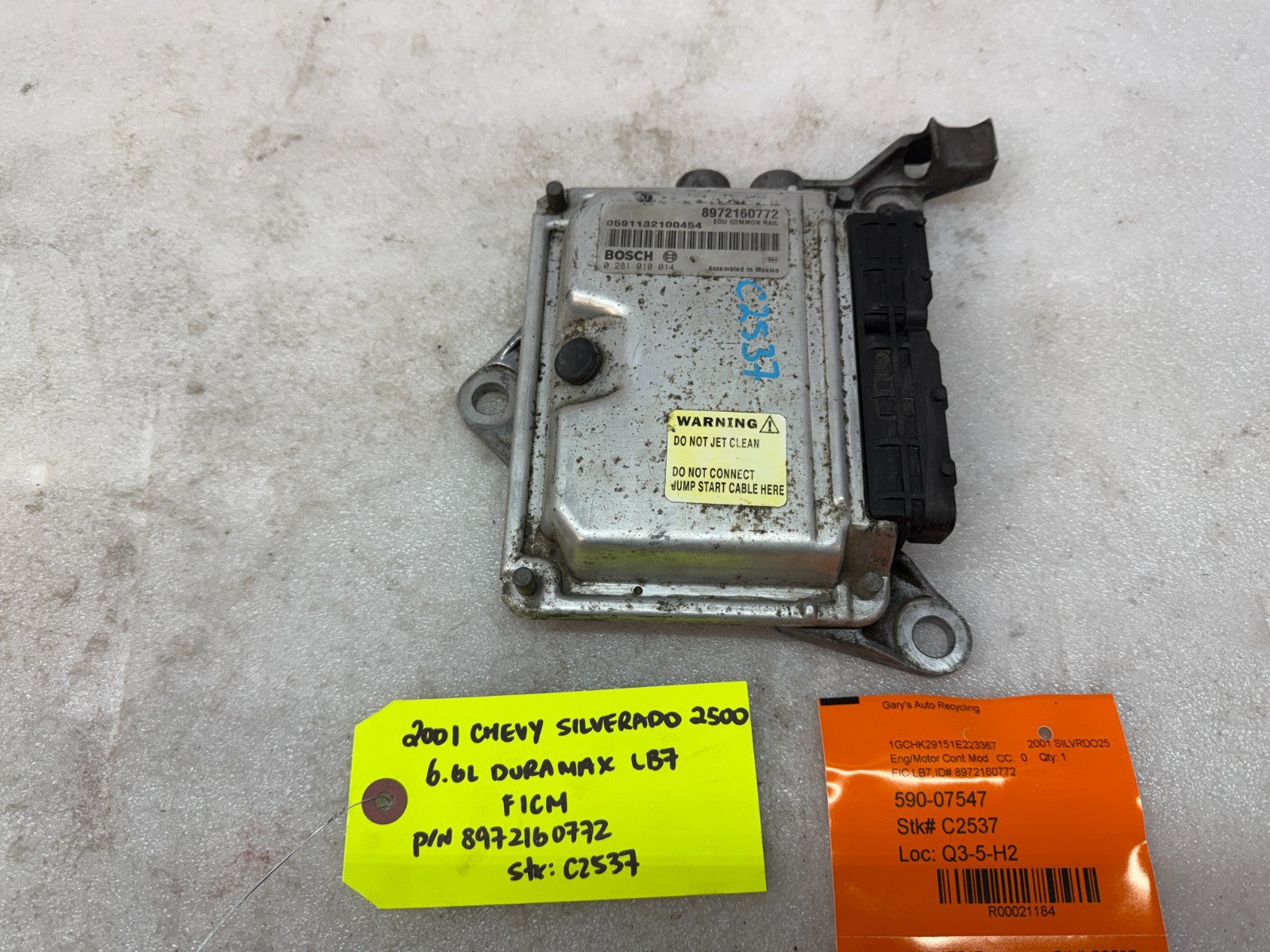01 Chevrolet GMC LB7 6.6 DURAMAX FICM FUEL INJECTION CONTROL MODULE 8972160772