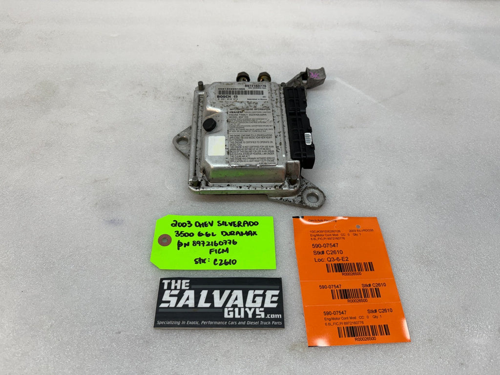 03 Chevrolet GMC LB7 6.6 DURAMAX FICM FUEL INJECTION CONTROL MODULE 8972160776