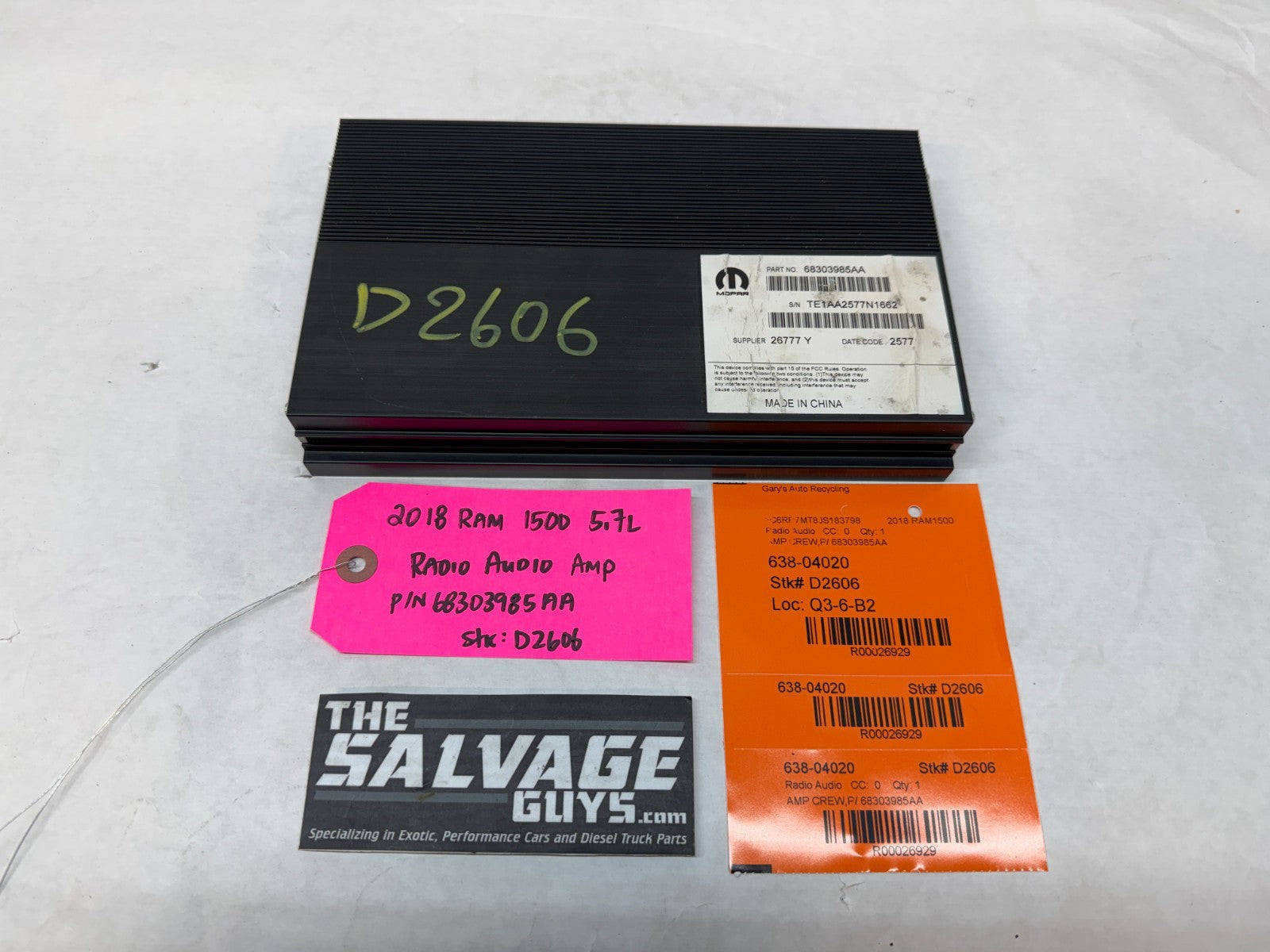 18 DODGE RAM SPORT 1500 5.7 STEREO RADIO AMPLIFIER AMP 68303985AA 13-18 63k