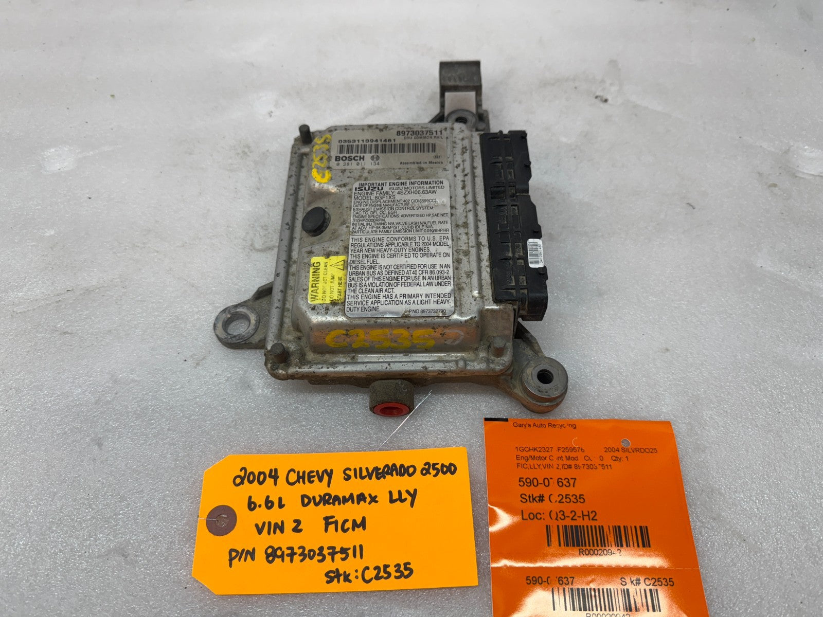 05 Chevrolet GMC LLY 6.6 DURAMAX FICM FUEL INJECTION CONTROL MODULE 8973037511