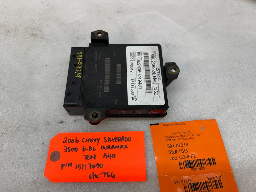 06 07 08 GMC SIERRA ALLISON A40 TRANSMISSION CONTROL MODULE TCM TCU A40 15117030