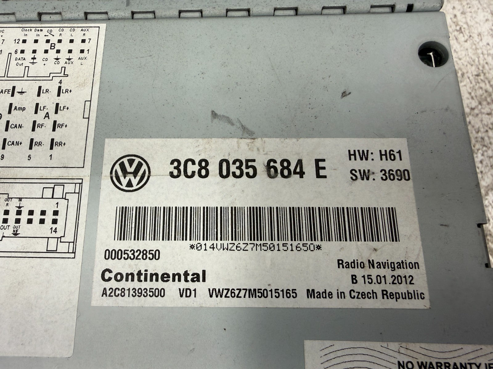 12 VOLKSWAGEN GOLF R MK6 OEM RNS510 NAVIGATION HEAD UNIT MEDIA STEREO 3C8035684E