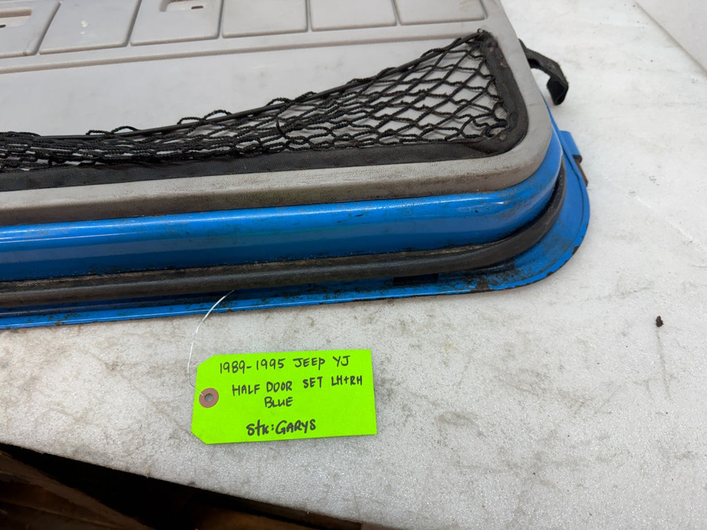 87-95 JEEP WRANGLER YJ OEM BLUE LEFT RIGHT HALF DOORS W DOOR PANELS