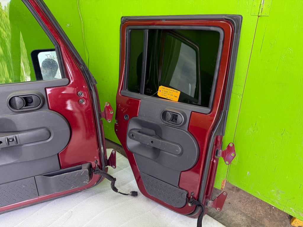 07-18 JEEP WRANGLER JK OEM FULL HARD DOORS RED WITH DOOR PANELS MIRROR KEY PEM