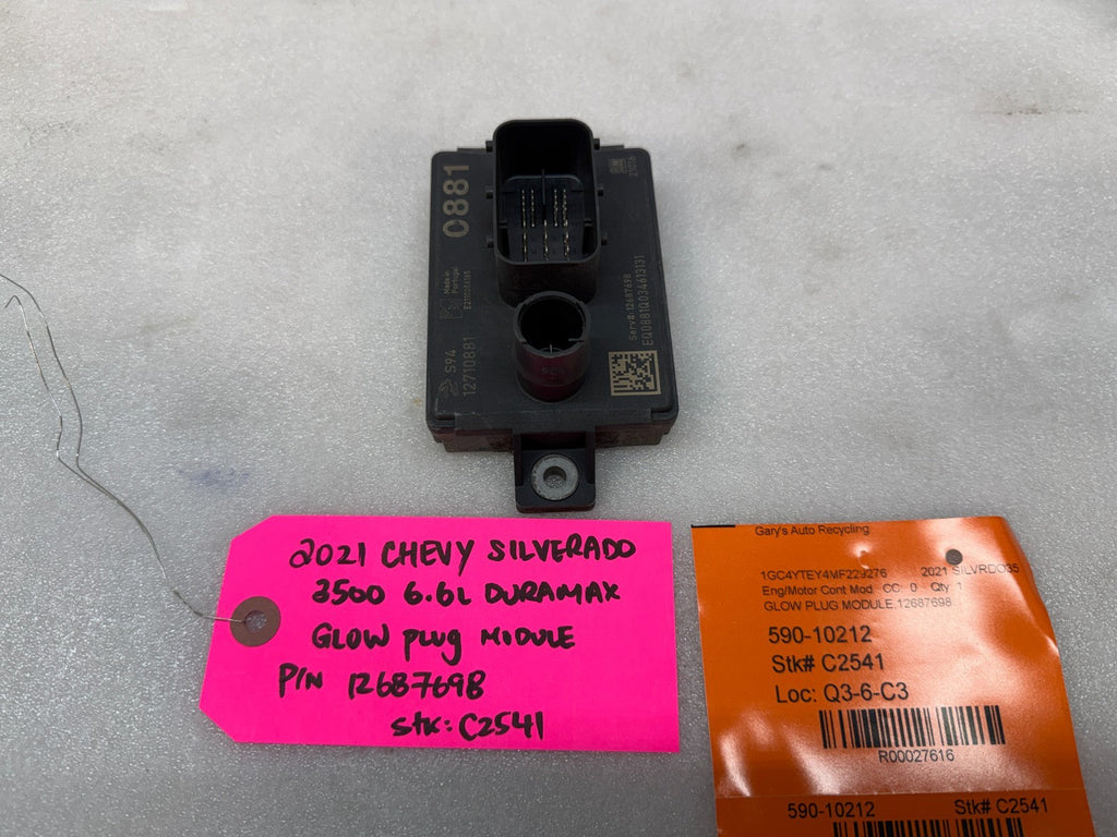 21 CHEVROLET GMC SIERRA SILVERADO 6.6 2500 GPM GLOW PLUG CONTROL MODULE 12687698
