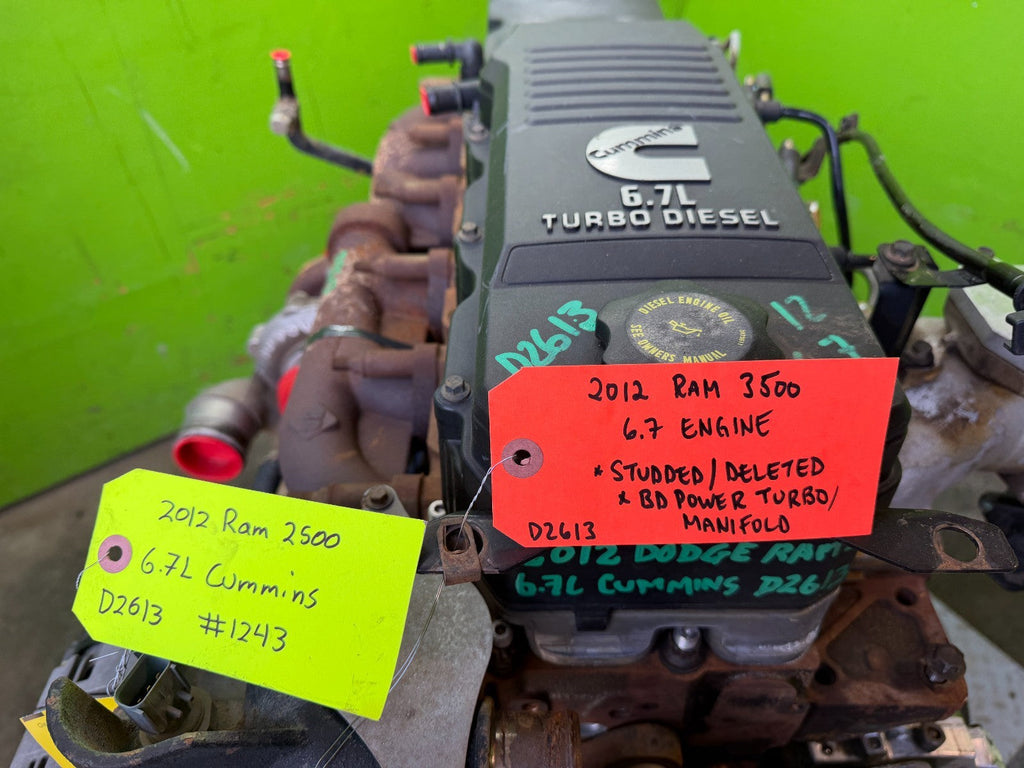 10 11 12 DODGE RAM 2500 3500 6.7 CUMMINS BD TURBO DIESEL ENGINE MOTOR  STUDDED