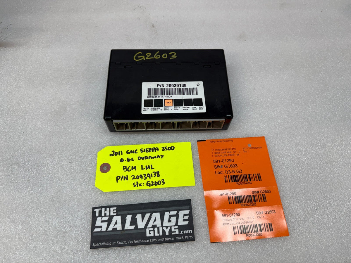 11-14 Chevrolet GMC 2500HD DURAMAX 6.6 LML BCM BODY CONTROL MODULE 20939138