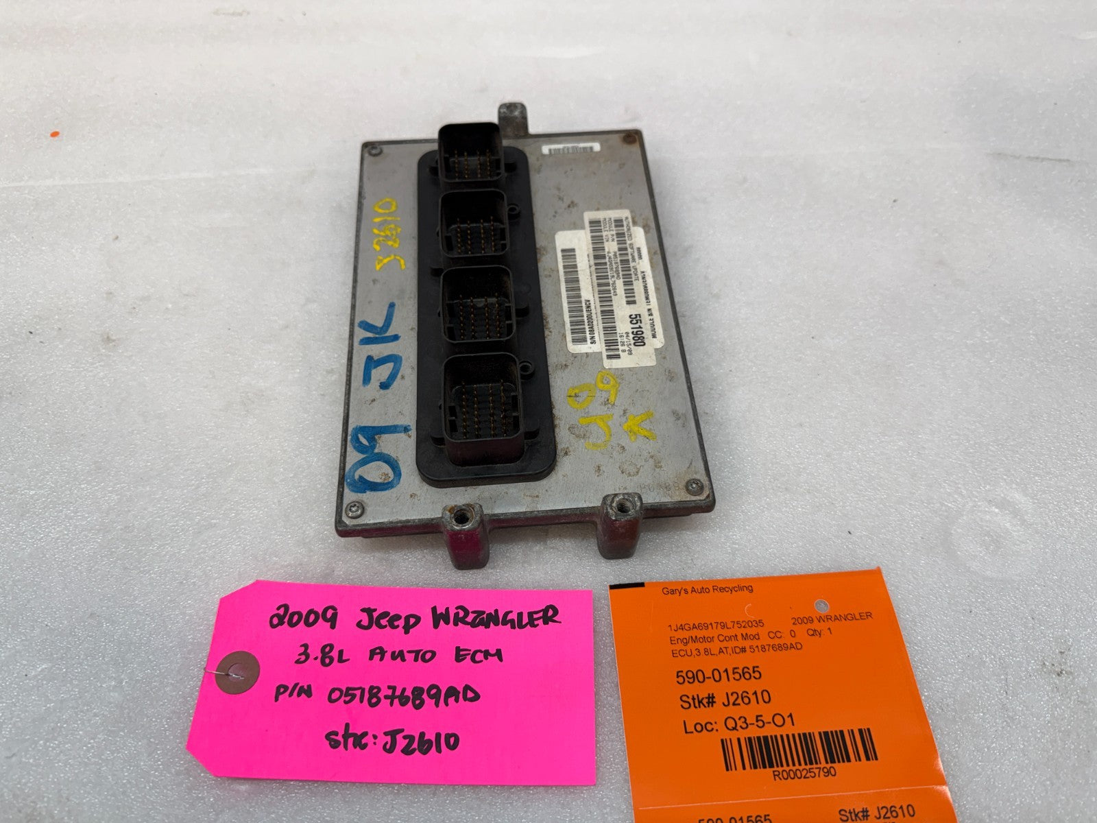 09 JEEP WRANGLER 3.8 AUTOMATIC JK ENGINE COMPUTER ECM ECU P05187698AD