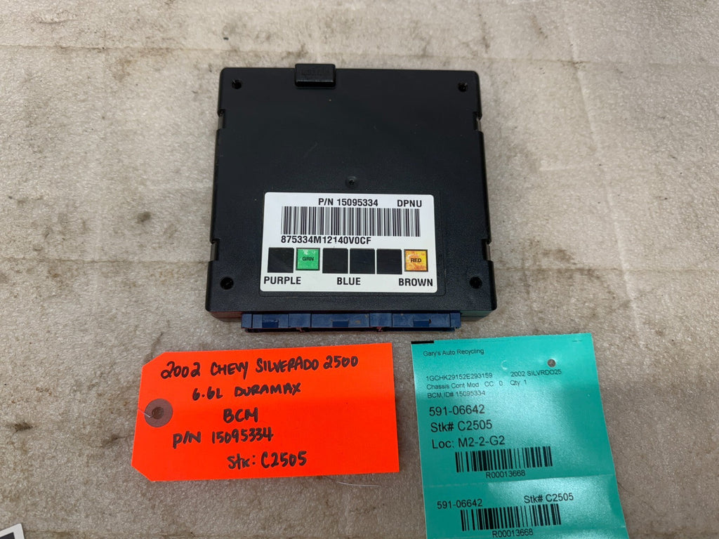 01 02 Chevrolet GMC DURAMAX LB7 6.6 BODY CONTROL MODULE BCM 15095334