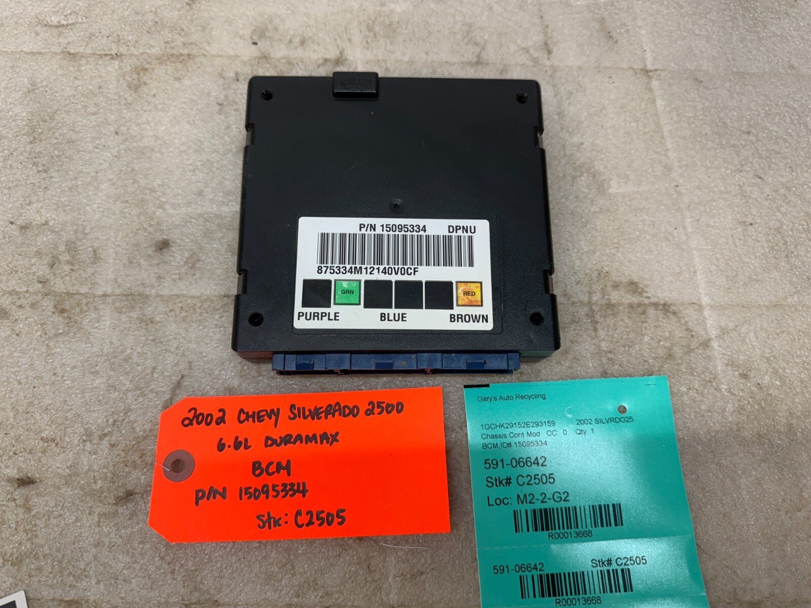 01 02 Chevrolet GMC DURAMAX LB7 6.6 BODY CONTROL MODULE BCM 15095334