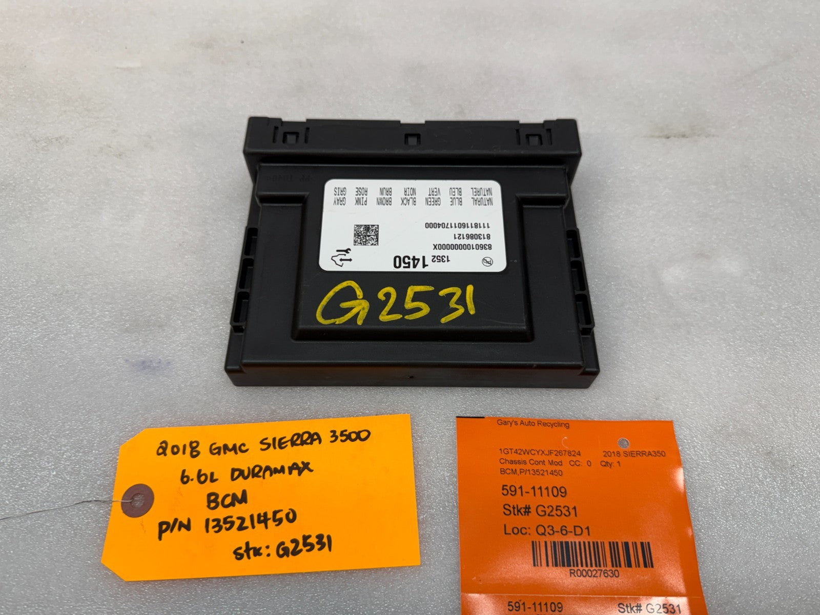 18 19 20 GMC 2500 3500 SIERRA SILVERADO BCM BODY CONTROL MODULE 13521450