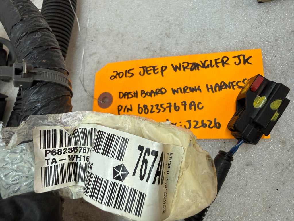 15 JEEP WRANGLER JK 3.6 DASH GAUGE WIRING HARNESS LOOM P68235767AC