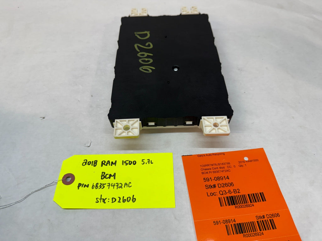 18 DODGE RAM SPORT 1500 5.7 BCM BODY CONTROL MODULE 68357472AC 17-20 63k