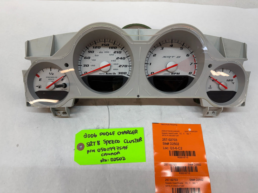 06 07 08 DODGE CHARGER SRT-8 SRT 6.1 OEM METRIC GAUGE CLUSTER P05029975AF