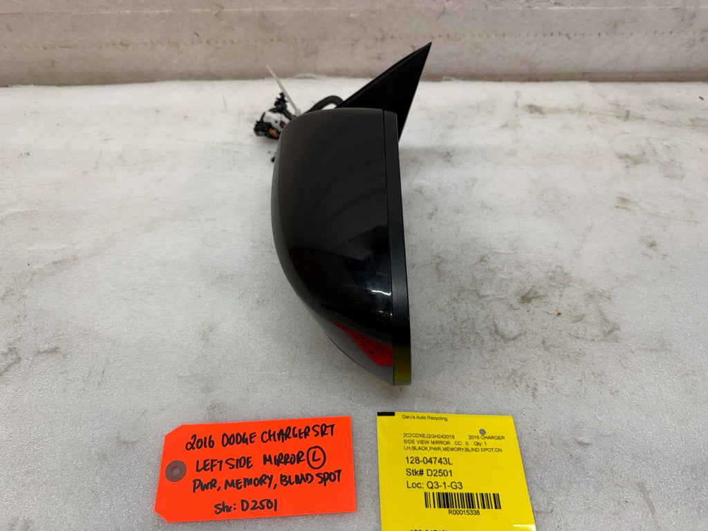 16 DODGE CHALLENGER HELLCAT SRT OEM BLACK LEFT MIRROR W/ BS MEMORY ETC 12-24