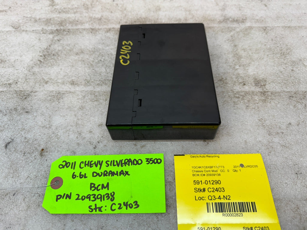 11-14 Chevrolet GMC 2500HD DURAMAX 6.6 LML BCM BODY CONTROL MODULE 20939138
