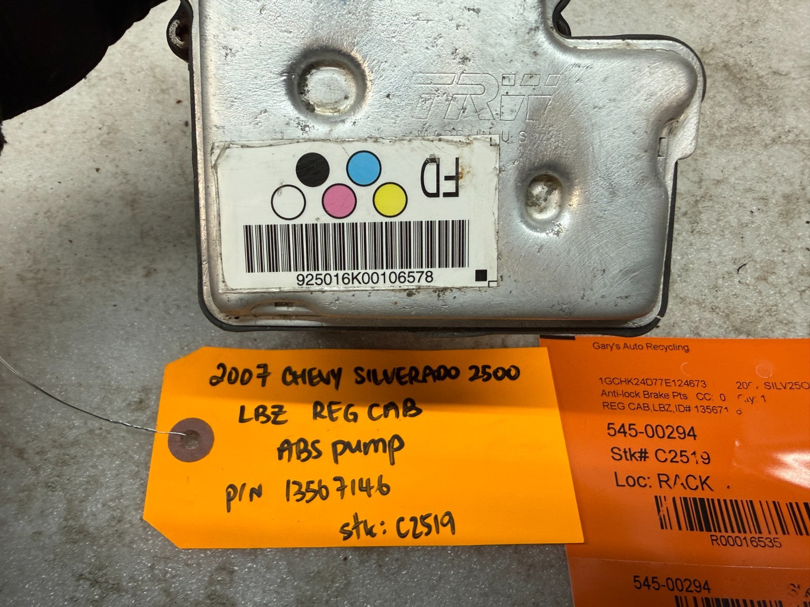 03-07 Chevrolet GMC SILVERADO 2500 6.6 ABS ANTI LOCK BRAKE PUMP MODULE 13567146
