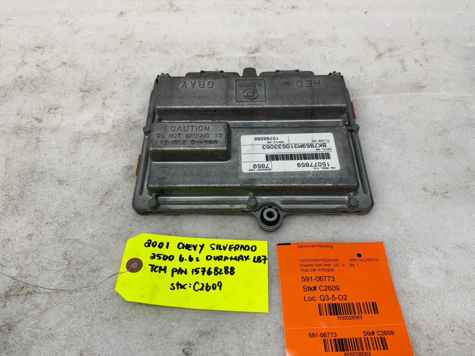 01 Chevrolet GMC SILVERADO 6.6 TCM TCU TRANSMISSION COMPUTER ALLISON 29537441