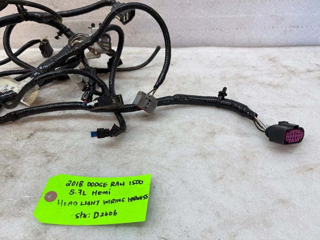 18 DODGE RAM SPORT 1500 5.7 HEADLIGHT WIRING HARNESS LOOM P68360111AA