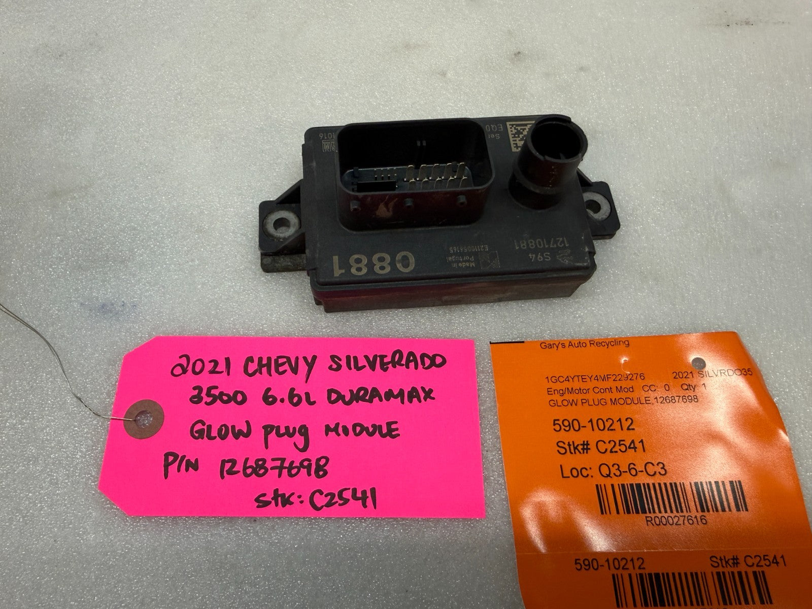 21 CHEVROLET GMC SIERRA SILVERADO 6.6 2500 GPM GLOW PLUG CONTROL MODULE 12687698