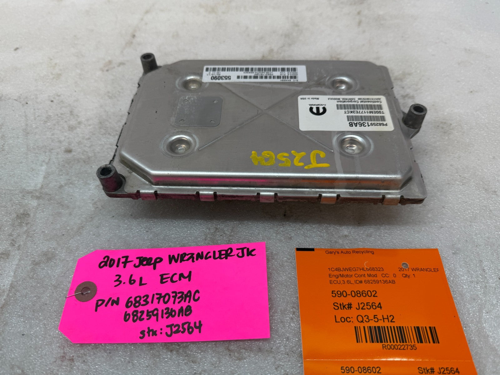16 17 18 JEEP WRANGLER JK 3.6 AUTO TRANS ENGINE COMPUTER ECM ECU P68259136AB