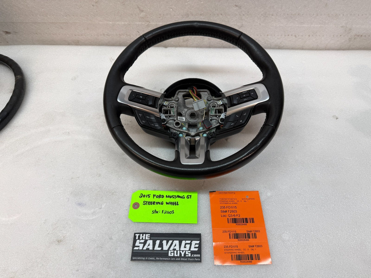 2015 FORD MUSTANG GT BLACK LEATHER STEERING WHEEL W CONTROLS 6sp MANUAL 15 16 17