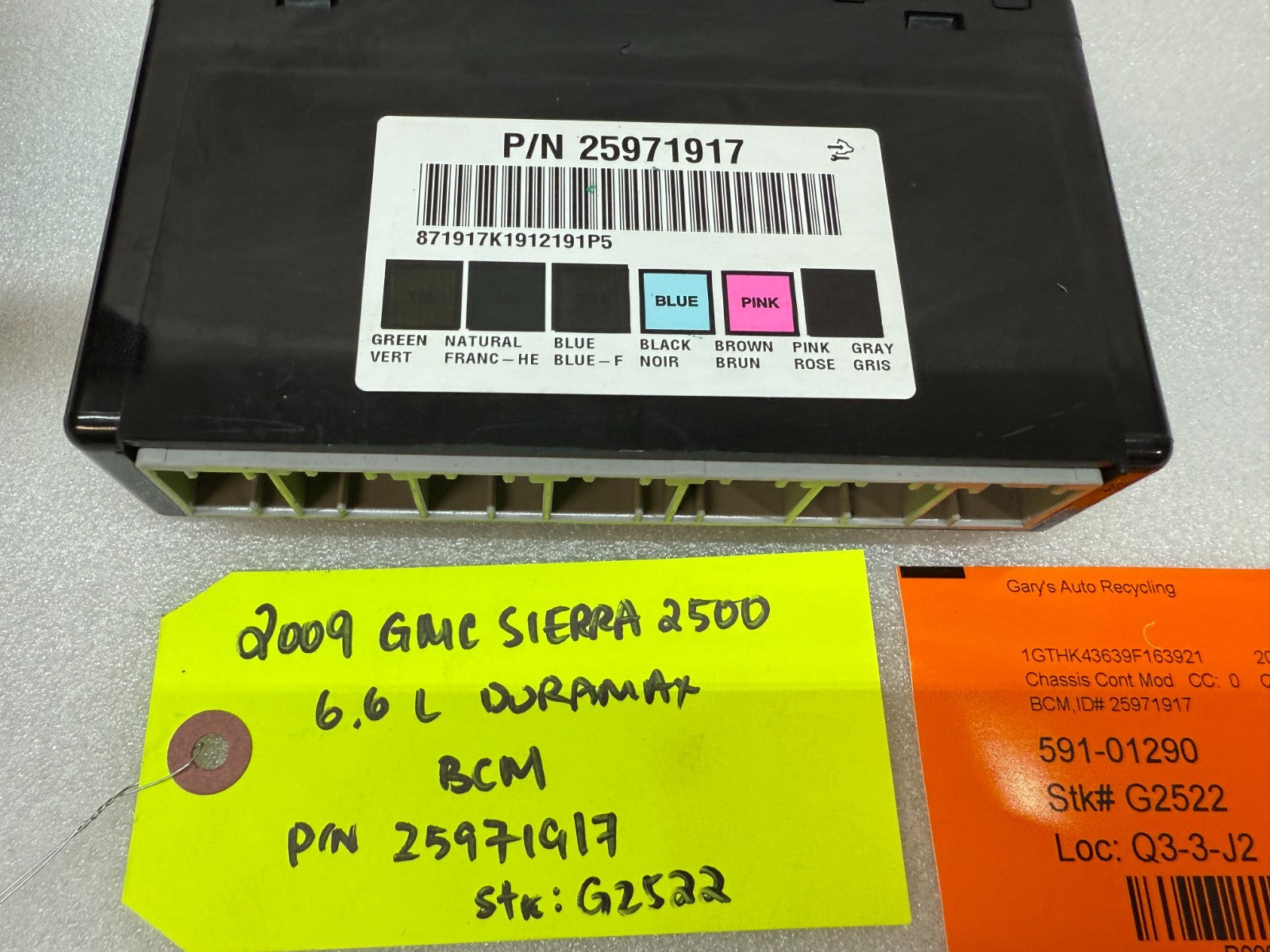 08 09 10 Chevrolet GMC DURAMAX LMM 6.6 BCM BODY CONTROL MODULE 25971917
