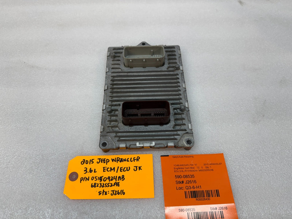 15 JEEP WRANGLER JK 3.6 MANUAL TRANS ENGINE COMPUTER ECM ECU P05150924AB