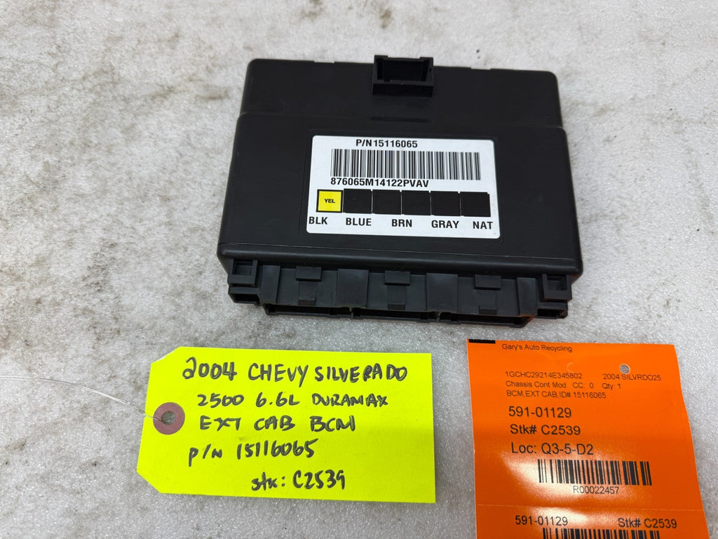 01-05 Chevrolet GMC 2500HD 3500HD 6.6 DURAMAX BODY CONTROL MODULE BCM 15116065