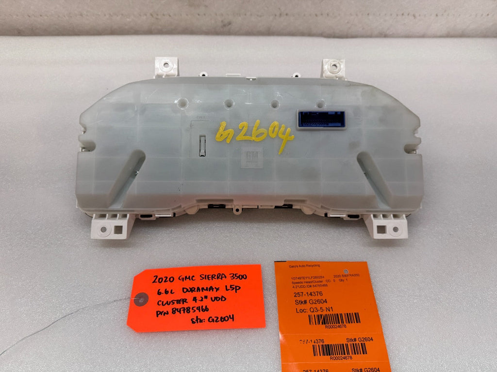 20 GMC SIERRA 2500 3500 DIESEL DURAMAX KMH GAUGE CLUSTER 4.2" UDD 84785466 19-23
