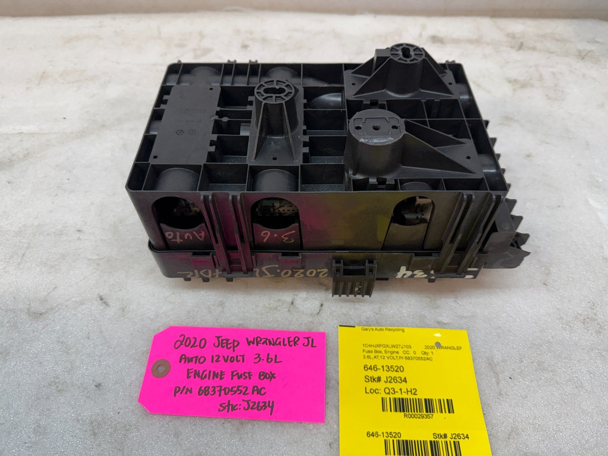 20 JEEP WRANGLER JL JT 3.6 ENGINE FUSE RELAY BOX P68370552AC 18-23