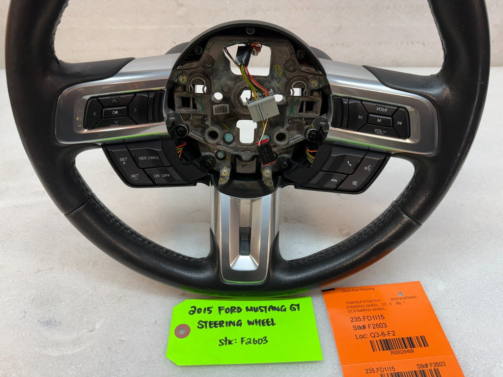 2015 FORD MUSTANG GT BLACK LEATHER STEERING WHEEL W CONTROLS 6sp MANUAL 15 16 17