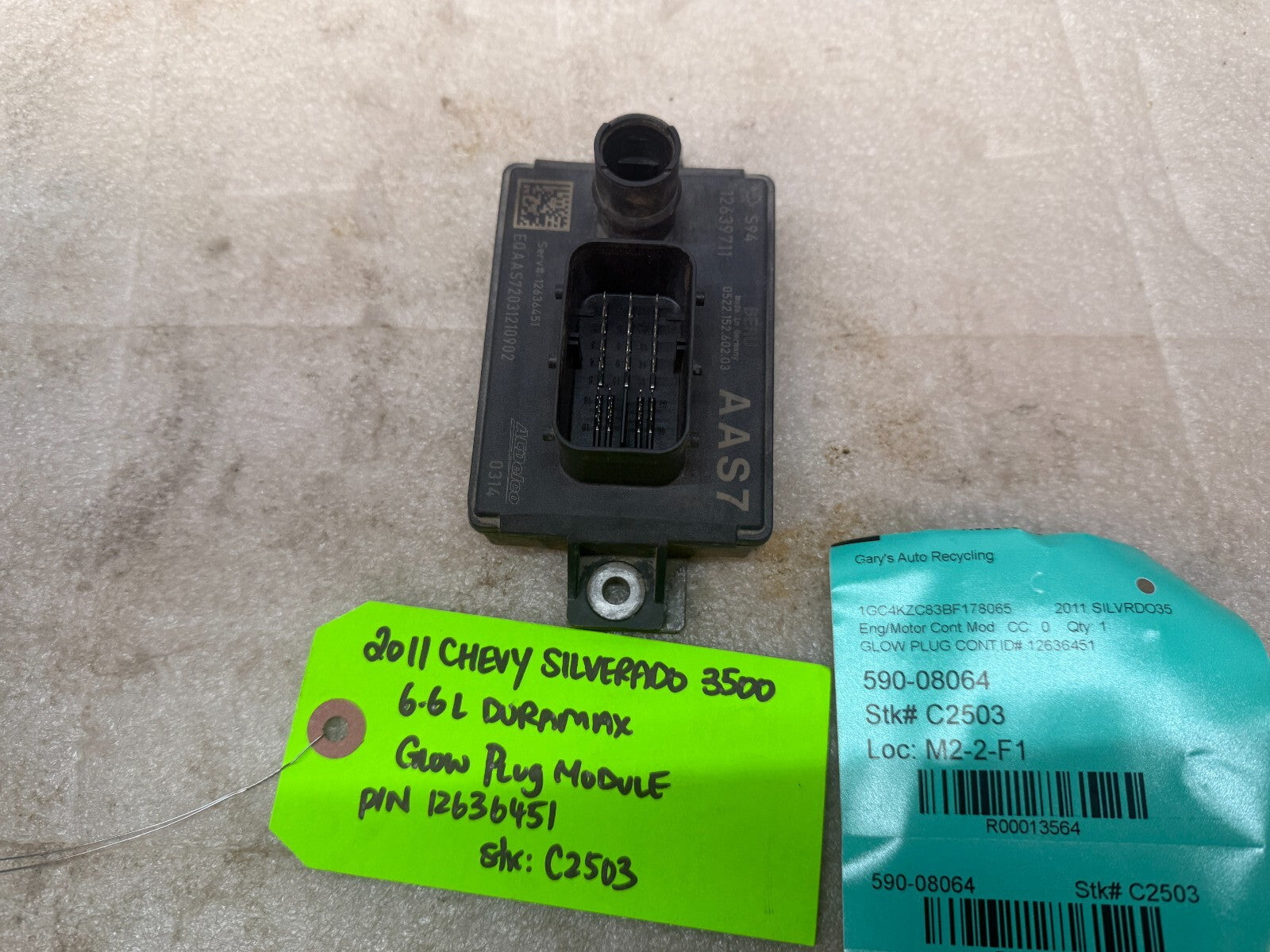 11-14 GMC CHEVROLET SILVERADO 3500HD 6.6 LML OEM GPM GLOW PLUG MODULE 12636451