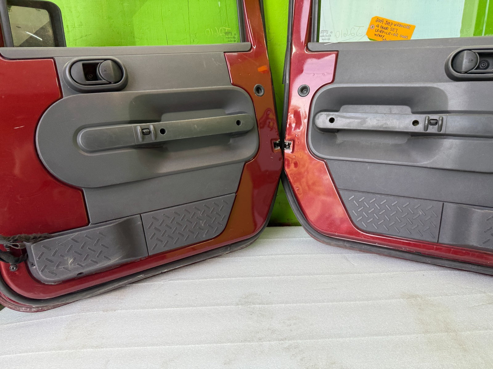 07-18 JEEP WRANGLER JK OEM FULL HARD DOORS RED WITH DOOR PANELS MIRROR KEY PEM