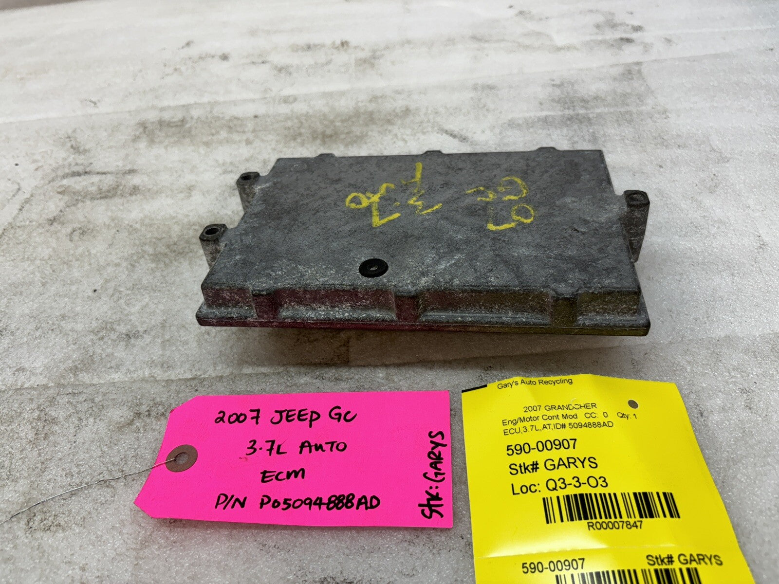 07 JEEP GRAND CHEROKEE WK2 3.7 AUTOMATIC ENGINE COMPUTER ECM ECU P05094888AD