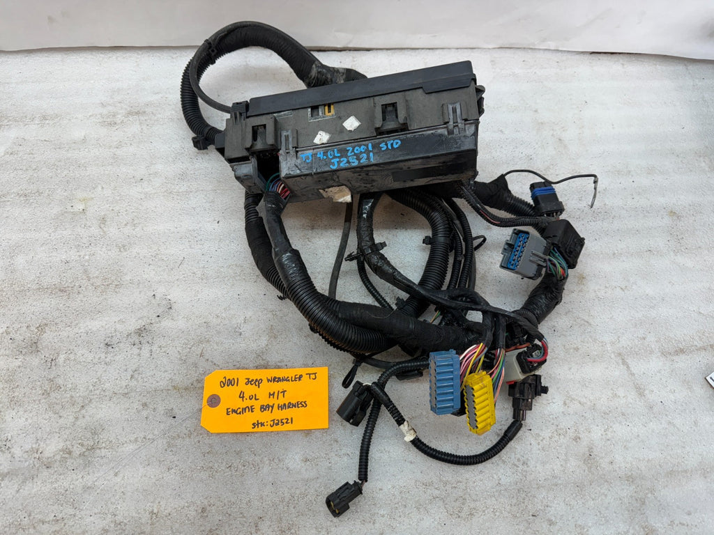 2001 JEEP WRANGLER TJ 4.0 M/T MANUAL TRANS ENGINE FUSE BOX HARNESS LOOM