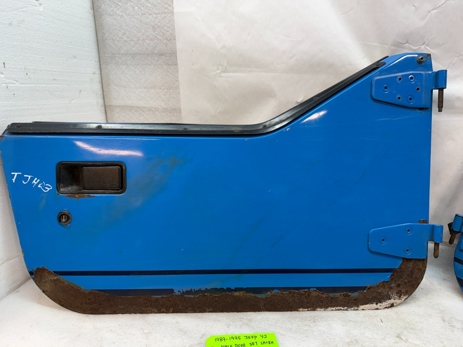 87-95 JEEP WRANGLER YJ OEM BLUE LEFT RIGHT HALF DOORS W DOOR PANELS