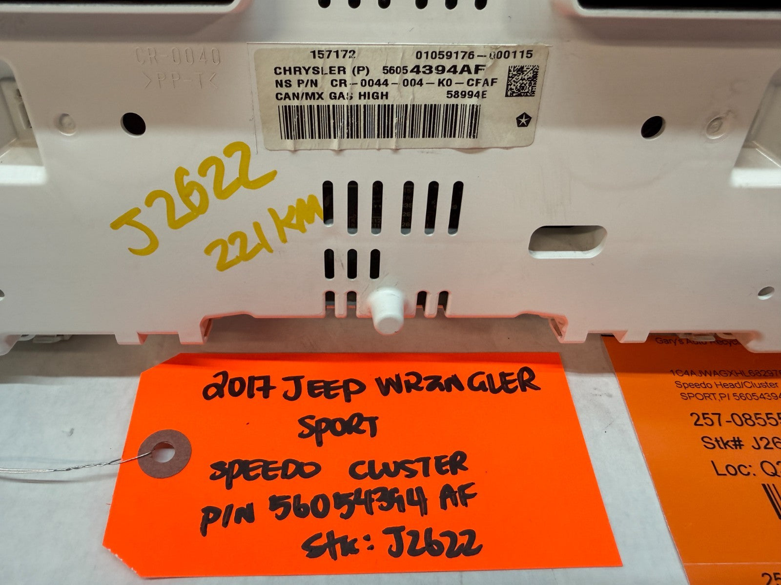 17 JEEP WRANGLER JK 3.6 METRIC SPEEDOMETER GAUGE CLUSTER 56054394AF 12-18