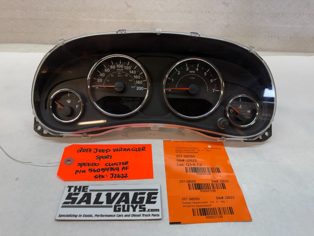17 JEEP WRANGLER JK 3.6 METRIC SPEEDOMETER GAUGE CLUSTER 56054394AF 12-18