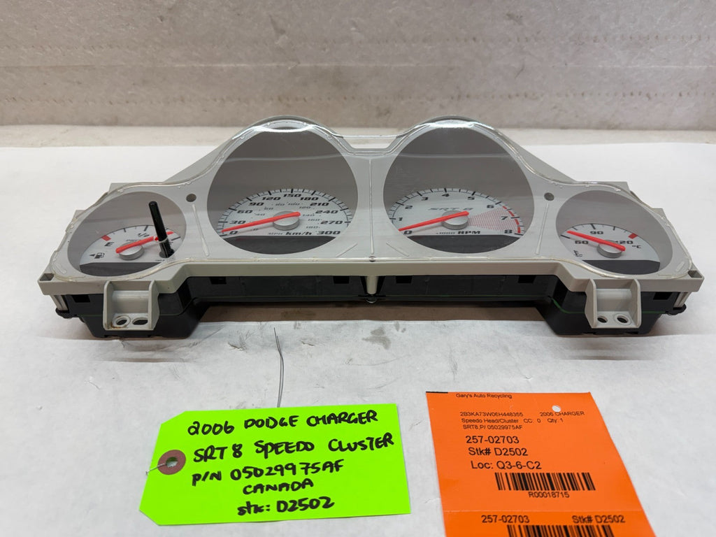 06 07 08 DODGE CHARGER SRT-8 SRT 6.1 OEM METRIC GAUGE CLUSTER P05029975AF