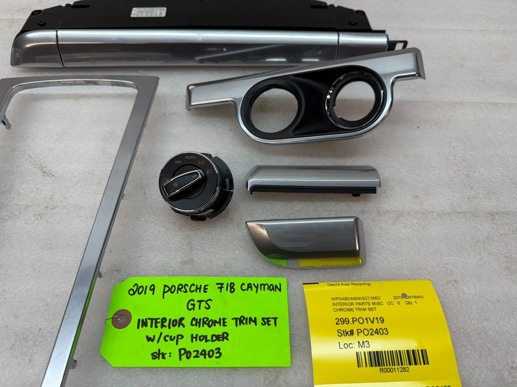 17-19 PORSCHE CAYMAN BOXSTER 982 718 GALVANO SILVER INTERIOR TRIM CUPHOLDER
