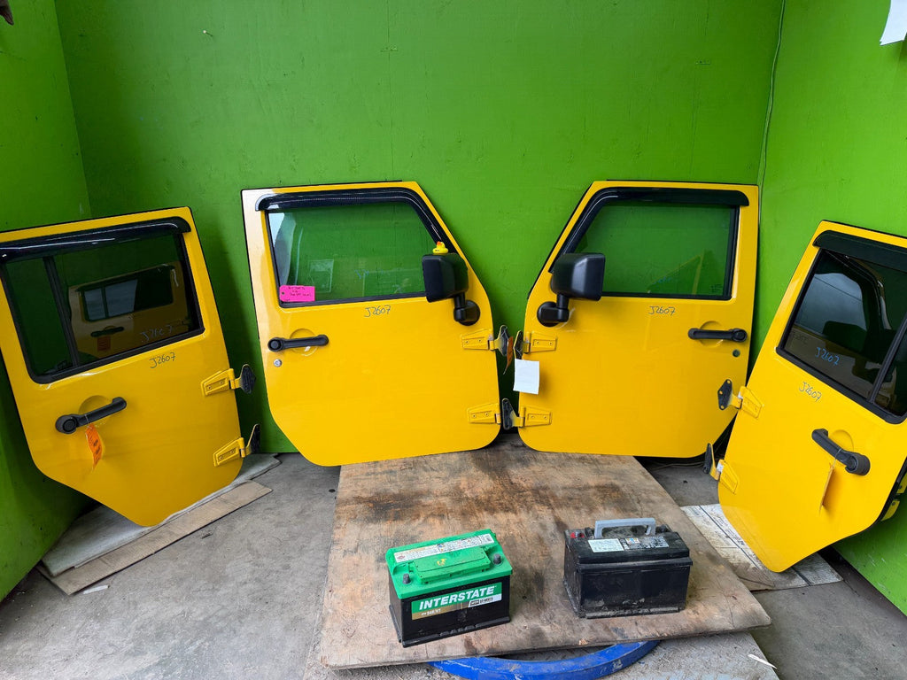 07-18 JEEP WRANGLER JK OEM FULL HARD DOORS YELLOW WITH DOOR PANELS MIRRORS