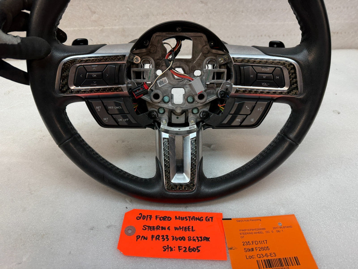 2017 FORD MUSTANG GT BLACK LEATHER STEERING WHEEL W CONTROLS  AUTOMATIC 15 16 17