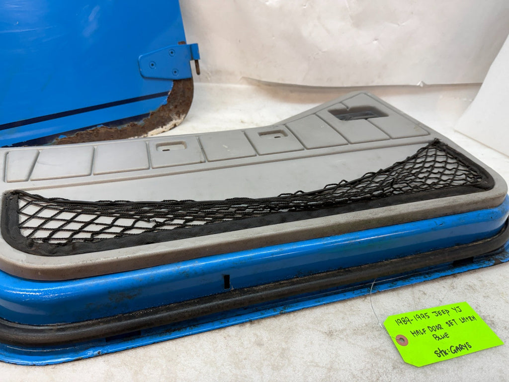 87-95 JEEP WRANGLER YJ OEM BLUE LEFT RIGHT HALF DOORS W DOOR PANELS