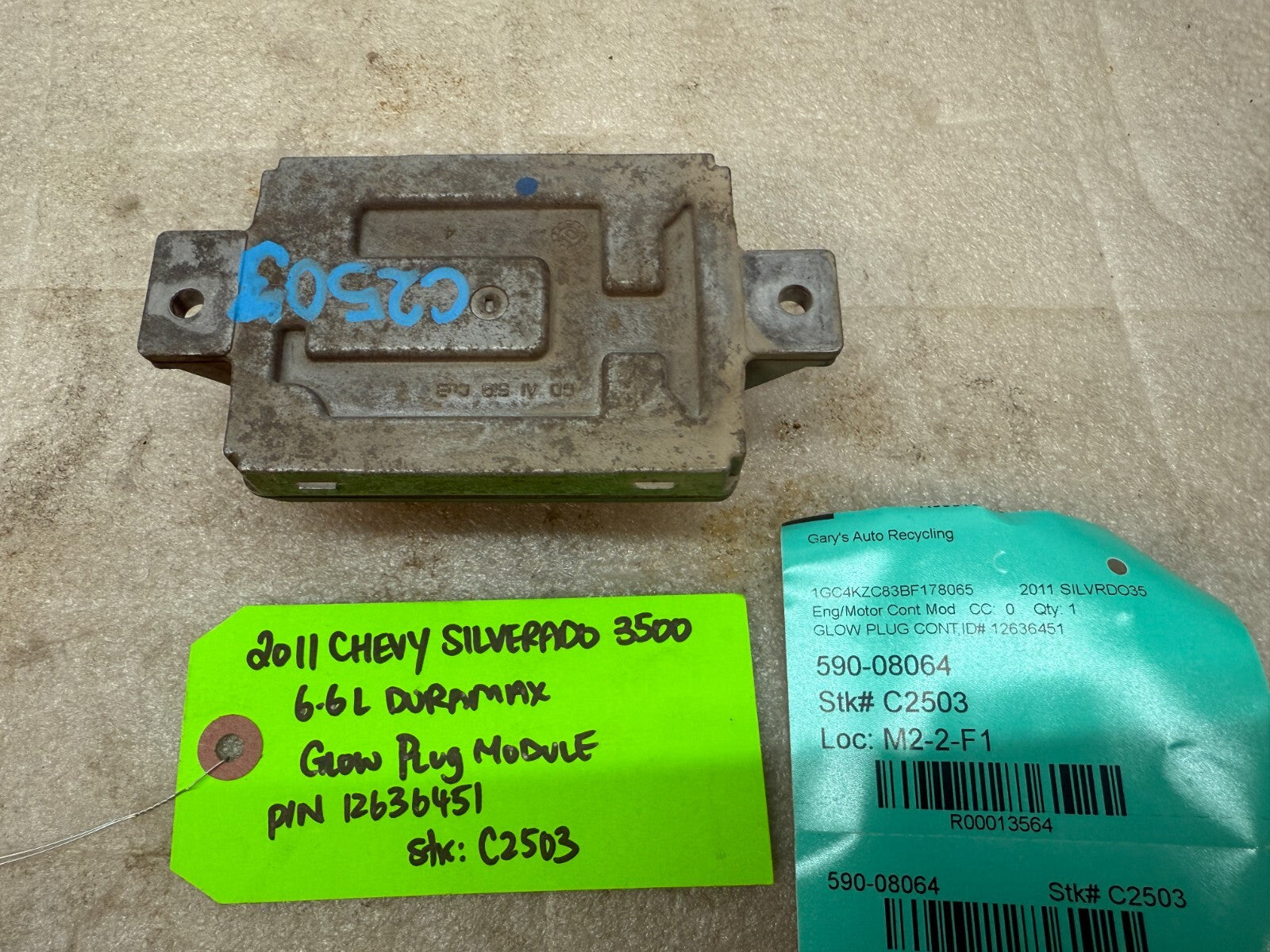 11-14 GMC CHEVROLET SILVERADO 3500HD 6.6 LML OEM GPM GLOW PLUG MODULE 12636451