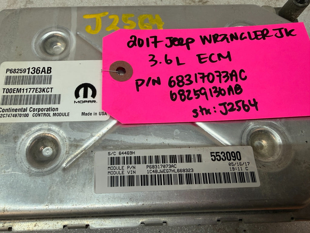 16 17 18 JEEP WRANGLER JK 3.6 AUTO TRANS ENGINE COMPUTER ECM ECU P68259136AB