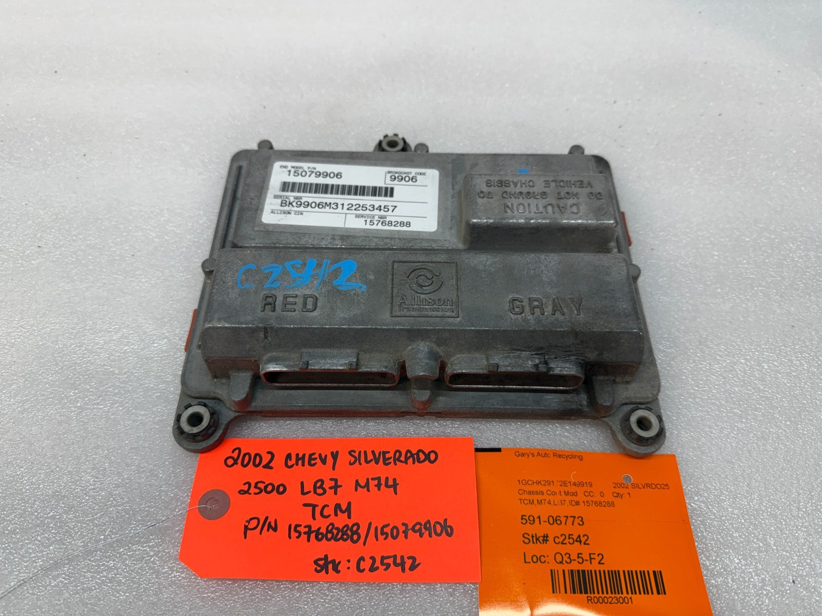 02 Chevrolet GMC SILVERADO 6.6 TCM TCU TRANSMISSION COMPUTER ALLISON 15768288
