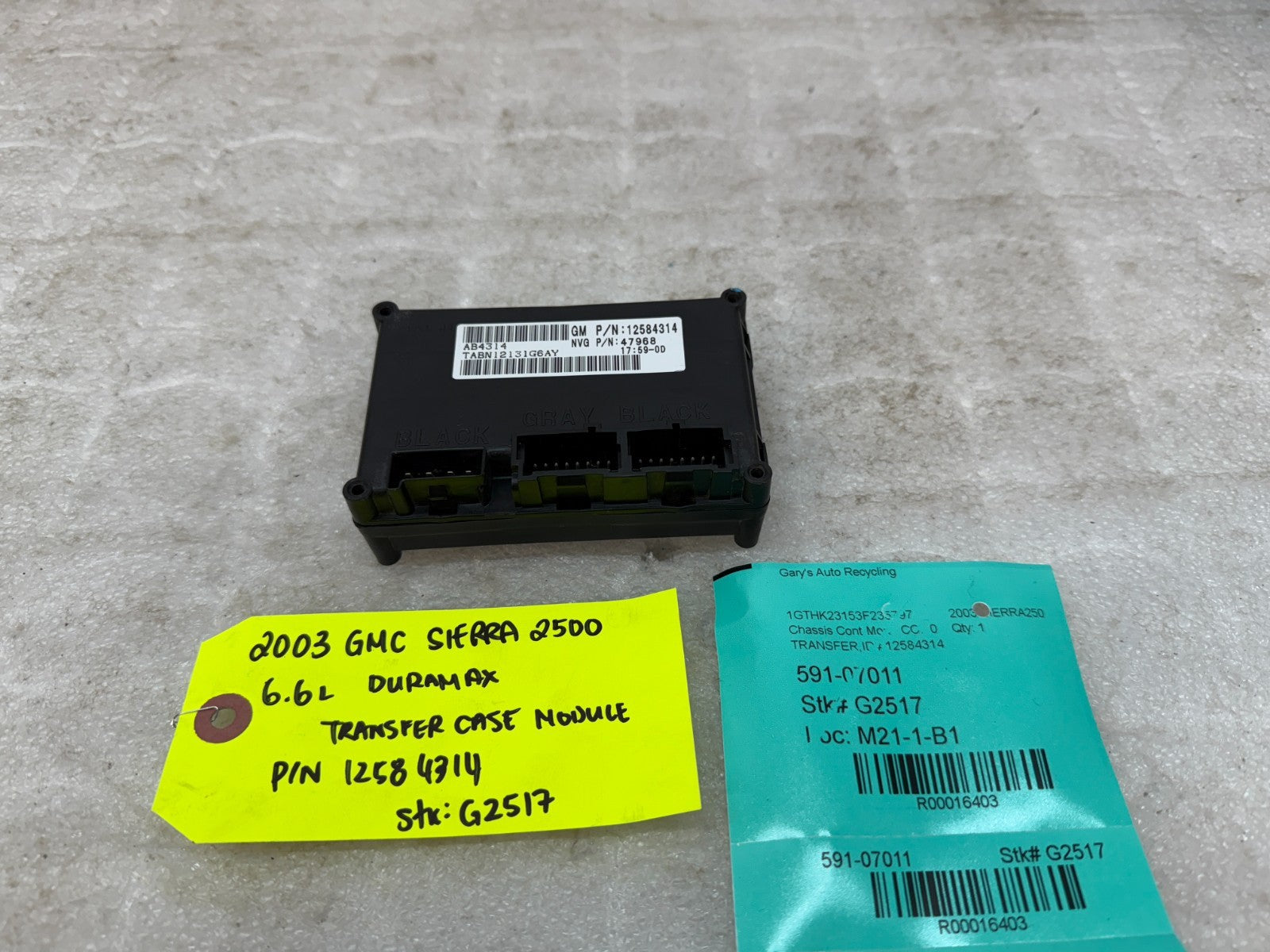 03-07 GMC SIERRA SILVERADO 2500 3500 TRANSFER CASE CONTROL MODULE 12584314